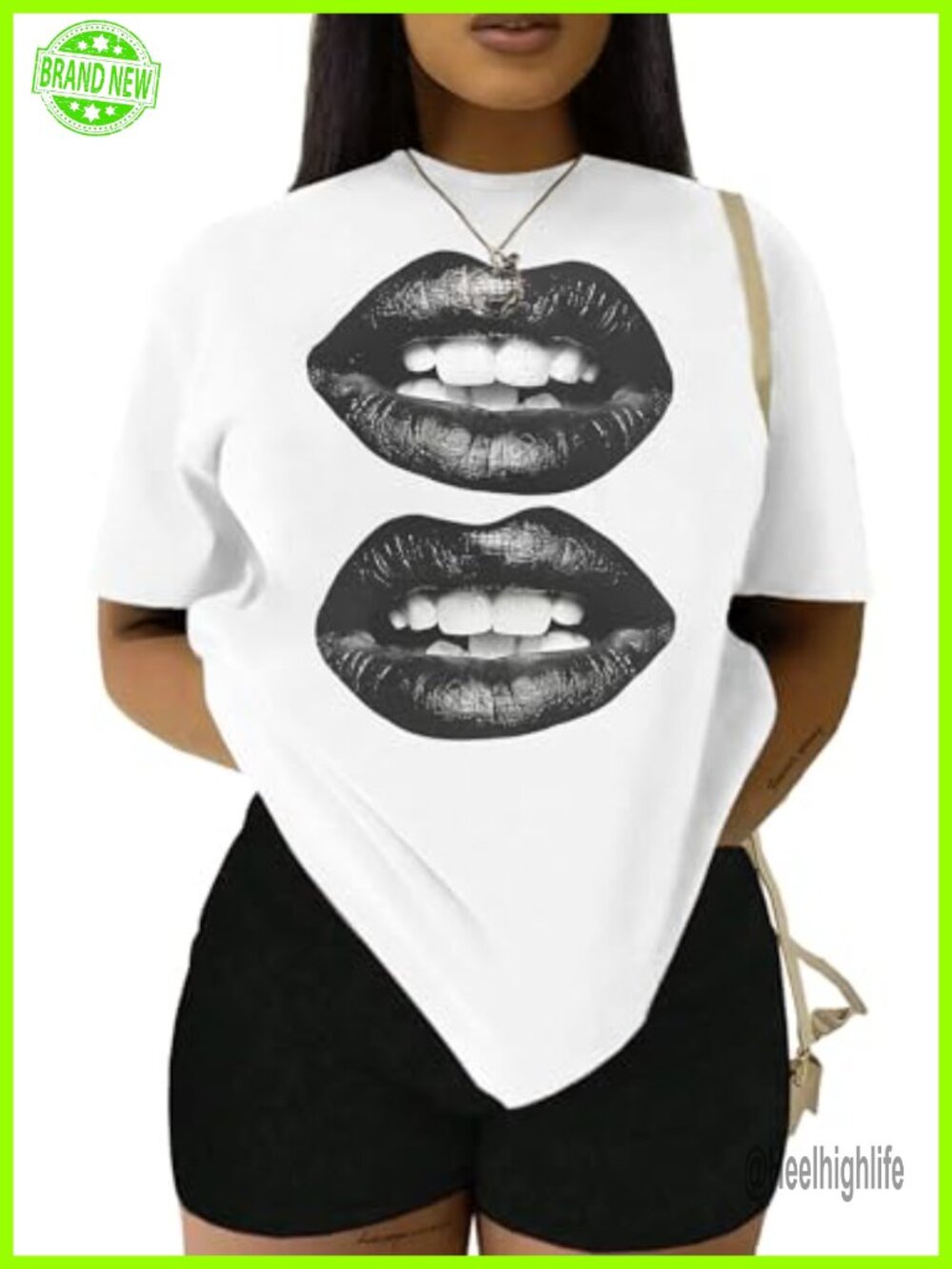 Hilinker Oversized Graphic T Shirt Crew Neck Loose Fit Casual Summer Top
